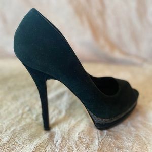 Charles David Black Suede Mini Platform Stiletto